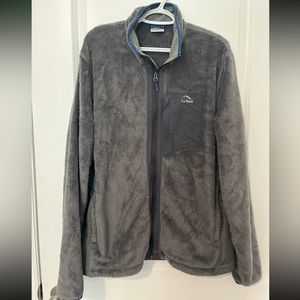 LL Bean Large Gray Mens Full Zip Fleece Hiking Travel Lined